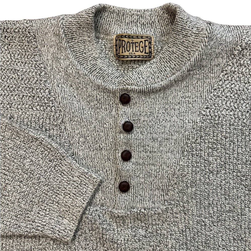 Vintage Protege Men’s Sweater Size Large‎ Buttons Heavyweight Beige Color USA